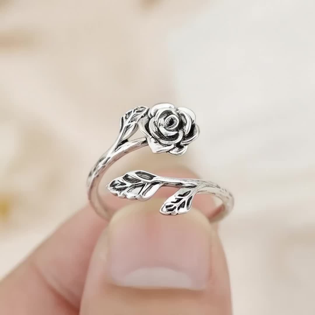 Bohemian Adjustable Rose Ring Golden Plated Copper Floral